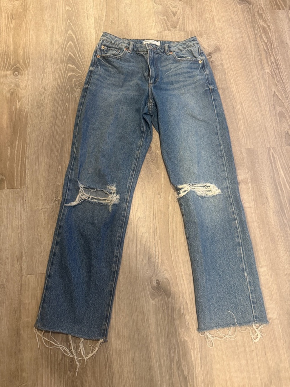 Garage Women's Distressed Blue Straight-Leg Jeans